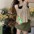 Crochet Vest / Plain Camisole Top / Mini A-line Skirt