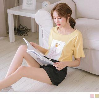 Beaded Ibis Printing Short-sleeve T-shirt