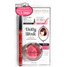 Koji - Dolly Wink Makeup Liquid Eyeliner Waterproof (black) + Pink Cream Eyeshadow (limited Edition) 1 Set