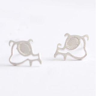 Dog Sterling Silver Earring 1 Pair - 925 Silver - Dog - Silver - One Size