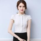 Bow Short-sleeve Peplum Blouse