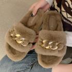 Chain Strap Fluffy Slippers
