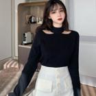 Mock-turtleneck Cutout Sweater Black - One Size
