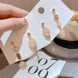 Non-matching Flower Drop Earring