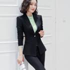One Button Blazer / Straight-cut Dress Pants / Rhinestone Blouse / Pencil Skirt