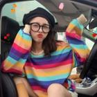 Rainbow-stripe Loose-fit Top Stripe - One Size