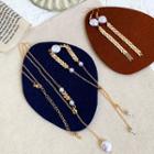 Set: Faux Pearl Necklace + Bracelet + Dangle Earring