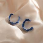 Wavy Alloy Open Hoop Earring 1 Pair - Sapphire Blue - One Size