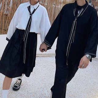 Couple Matching Tie Neck Shirt / Dress Pants / Midi Skirt