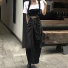Color Block Short-sleeve T-shirt / Camisole Top / Midi Skirt / Set