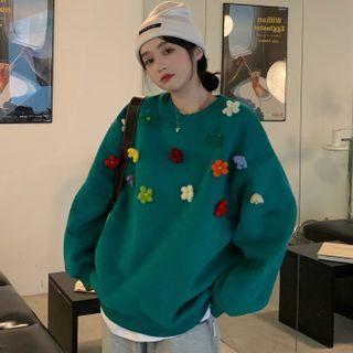 3d Line Flower Long-sleeve Sweatshirt