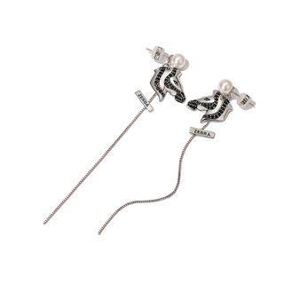 Fashion Elegant Zebra Tassel Earrings Silver - One Size