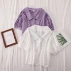 Puff-sleeve Scalloped-collar Shirt