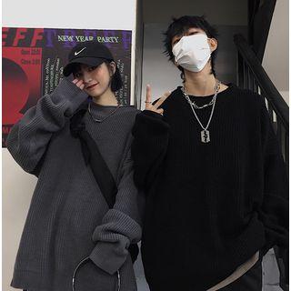 Couple Matching Plain Long-sleeve Sweater