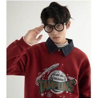 Collared Graphic Print Sweatshirt