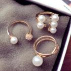 Faux-pearl Ring Set