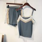 Set: Contrast Trim Chiffon Camisole Top + Shorts