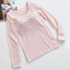 Padded Long-sleeve Plain T-shirt