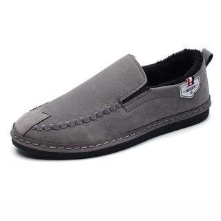 Fleece-lining Stitched Panel Loafers