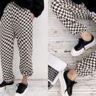 Checked Jogger Pants Charcoal Gray - One Size