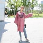 Slit-side Around Printed Long-t-shirt
