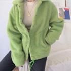 Fleece Plain Jacket Green - One Size