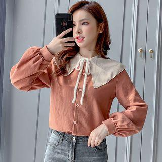 Furry Bow Collared Blouse