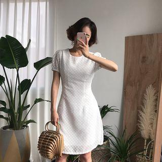 Puff-sleeve Dotted Dress