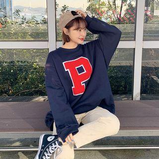 P Letter Appliqu  Sweatshirt