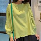 Long-sleeve Buttoned Loose-fit Top