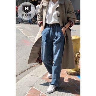Pintuck-trim Wide-leg Jeans