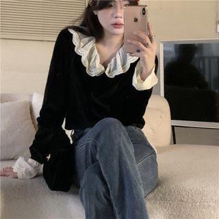 Collar Velvet Blouse
