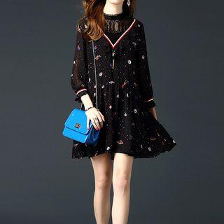 Chevron Lace Panel Print Dress