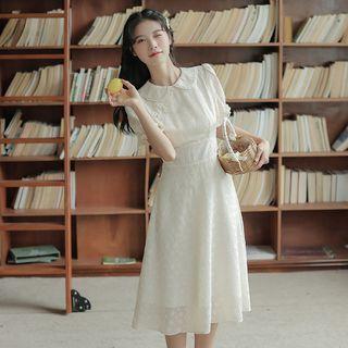 Floral Frog Button Accent Short-sleeve Dress