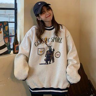 Cartoon Print Color-block Sweatshirt