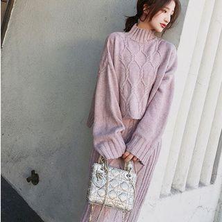 Set: Mock Neck Sweater + Knit Tank Dress