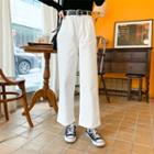 Belted Band-waist Wide-leg Pants