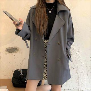 Plain Long-sleeve Cropped Trench Jacket