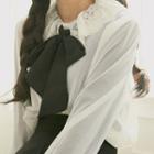 Faux-pearl Button Laced Blouse