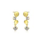 Sterling Silver Plated Gold Simple Fashion Geometric Round Stud Earrings With Cubic Zirconia Golden - One Size