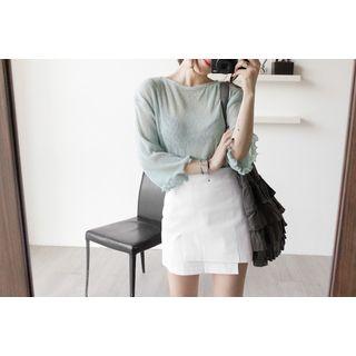 Frilled-trim Sheer Top
