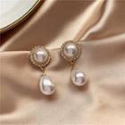 Retro Faux Pearl Dangle Earring 1 Pair - Faux Pearl - Gold - One Size