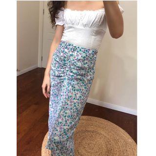 Floral Print High-waist Midi Skirt
