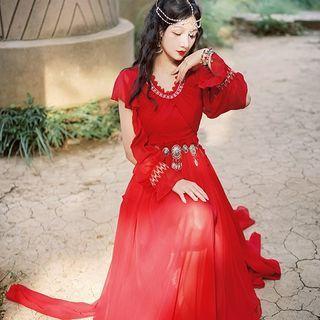 Short-sleeve Exotic A-line Sundress