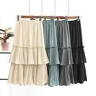 Ruffle Pleated-panel A-line Skirt