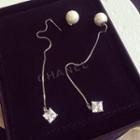 Crystal Pearl Sterling Silver Drop Earrings