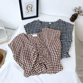 Sleeveless V-neck Drawstring Top