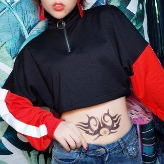 Mock-neck Half-zip Cropped Sweatshirt