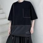 Short-sleeve Paneled Contrast Trim T-shirt