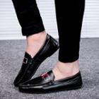 Lettering Faux Leather Loafers
